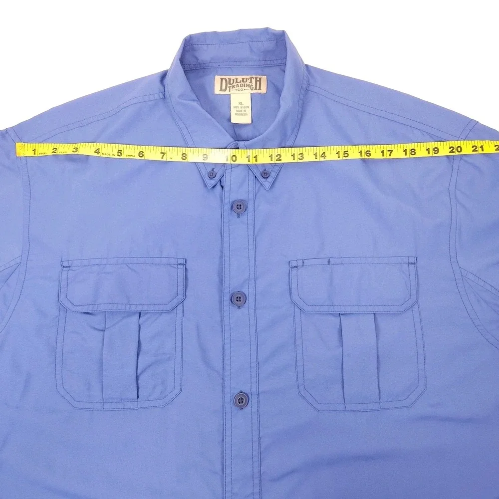 Duluth Trading Shirt Mens XL Blue Short Sleeve‎ Vented Fish Outdoor Hiking